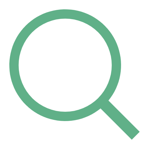 A green magnifying glass icon with a circular lens and a straight handle, set against a white background.